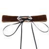 Wide Velvet Choker, Hollow Alloy Pendant Soft Velvet Streetwear Neck Collar