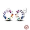 Sparkling Women Hoop Earrings 925 copper Heart Shape Star Moon Round Blue Zircon Fit Origina Drop Earrings Zircon Holiday gifts