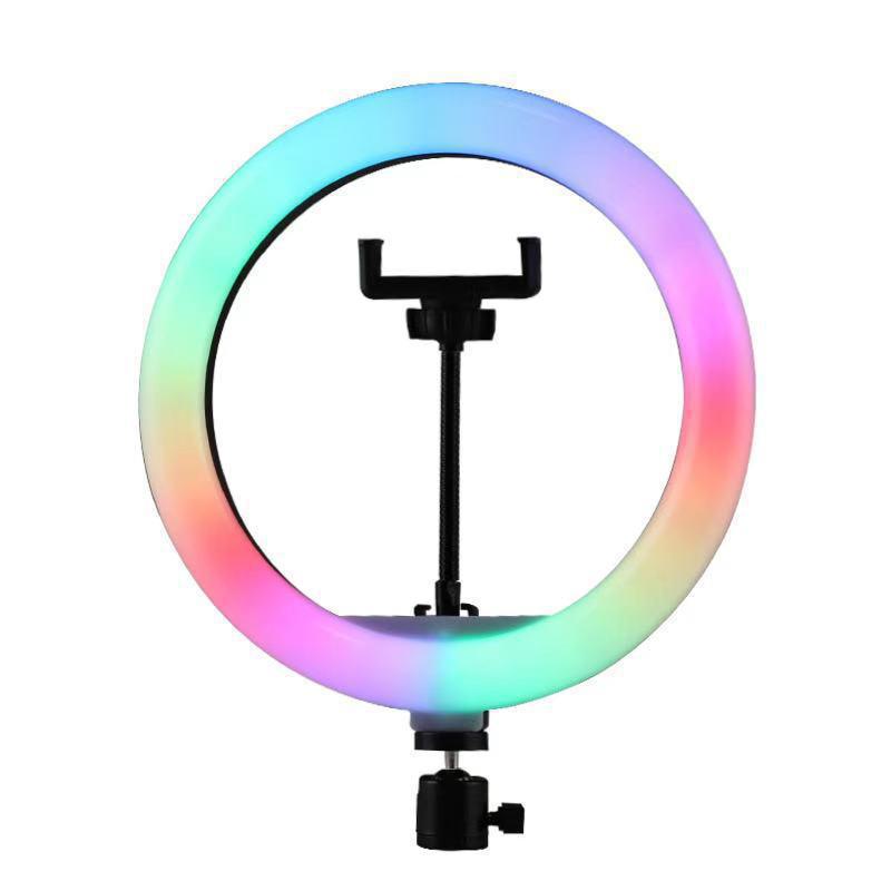 Nastaviteľné RGB kruhové svetlo s držiakom na mobilný telefón