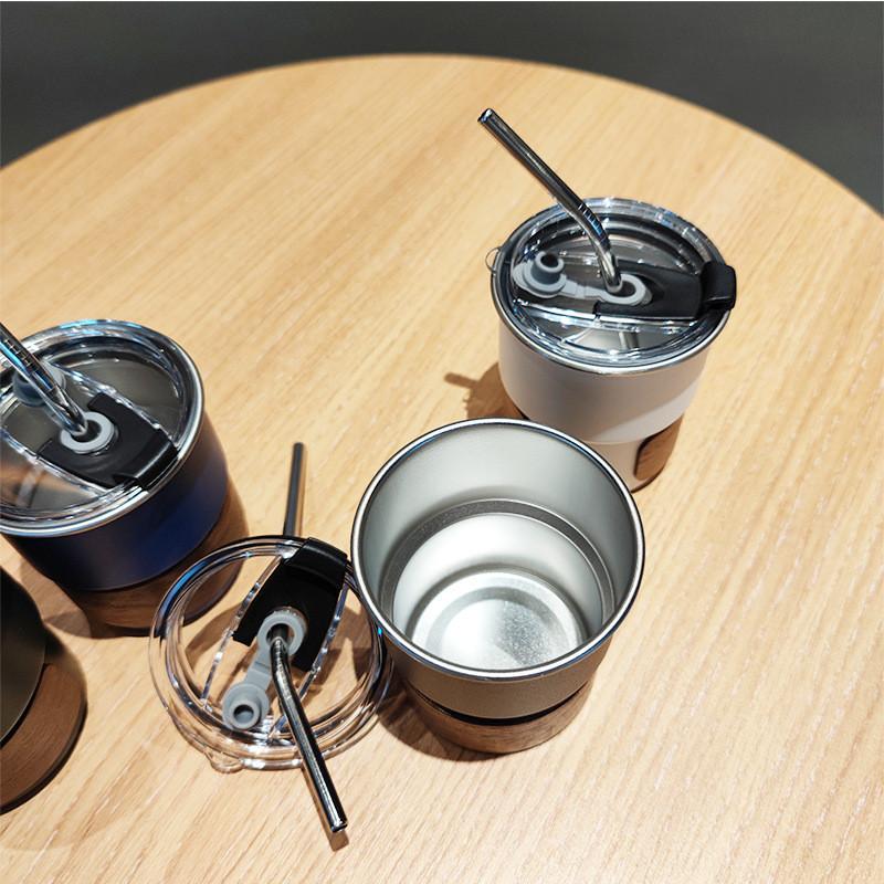 Portable Car Cup With Cover And Straw For Hiking And Travel 304 Stainless Steel
