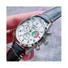 (Black) Seiko Men's Casual Quartz Watch Leather Strap Black And White Dial Automatic Date Multifunction Timer Luminous Six-needle