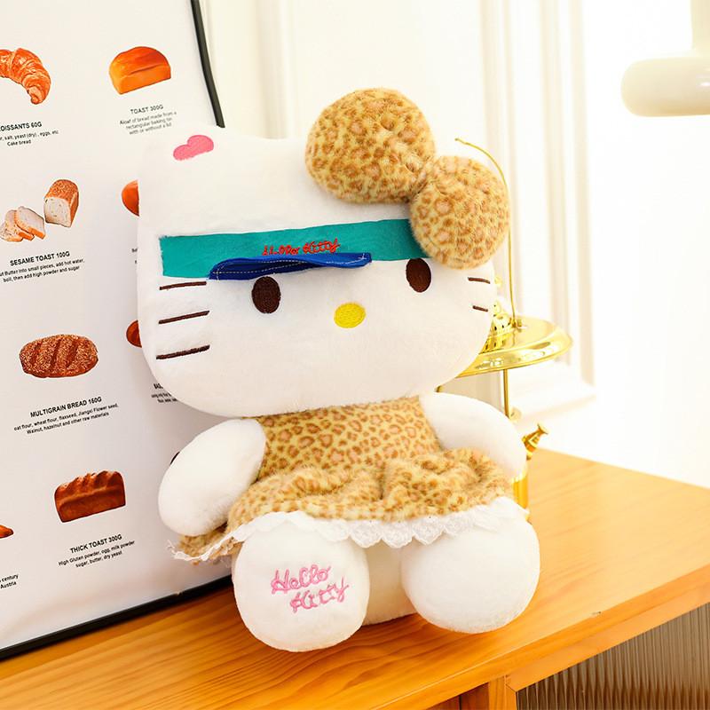 Hello Kitty Leopard Print Plush Toy For Kids Girls Gift Collection 30cm коричневый