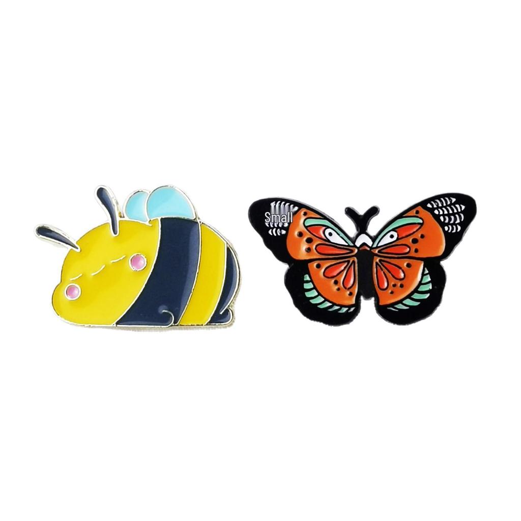 Charming Butterfly & Bee Metal Badge: Cartoon Insect Brooch for Clothing & Accessories