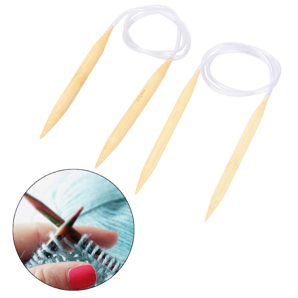 2Pcs Circular Knitting Needles Set Bamboo Sweater Carpets Weaving Accessories Tools