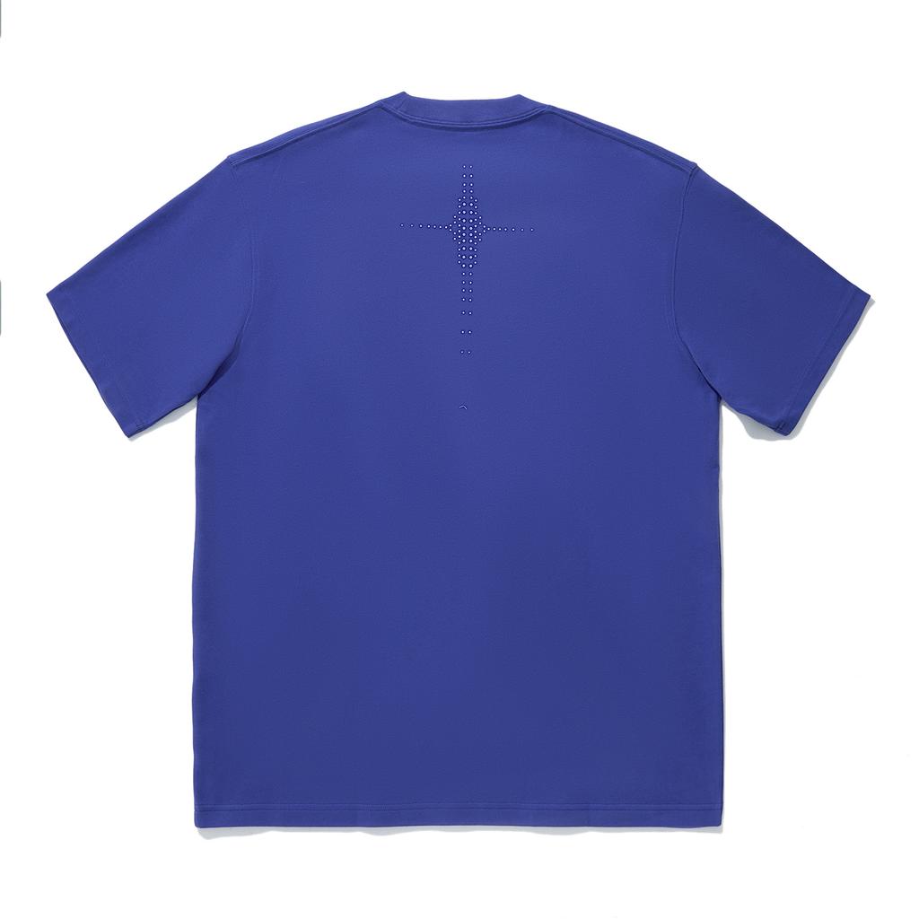 Li Ning Reignite Series Letter Round Neck Loose Comfortable Casual Sports Short Sleeve T-Shirt Unisex T-Shirt Shadow-Purple Blue AHSU235-5