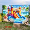 Tropical Beach Coastal Beach Ice Cream Party Banner, for Birthday Party Photo Booth Decor