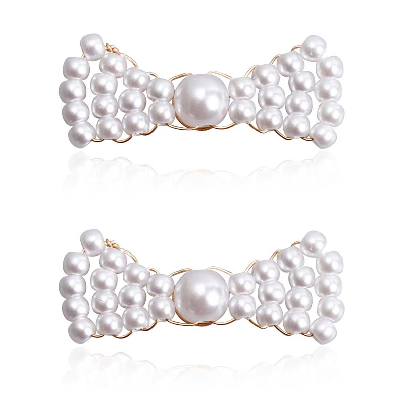 Vintage White Imitation Pearl Bowknot Stud Earrings for Women Elegant Handmade Woven Beaded Statement Earrings  Jewelry 2026