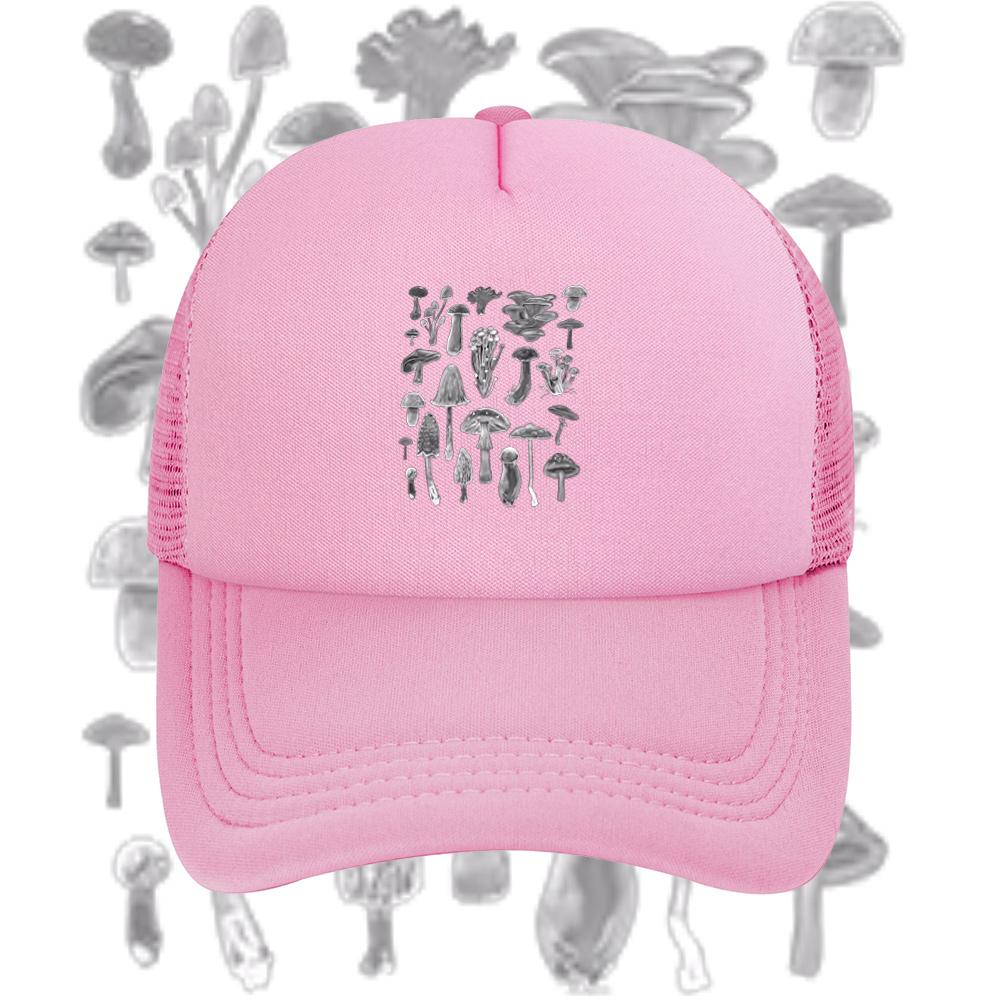 Mushrooms Illustration Black Background Fungus Art Baseball Cap Anime Graphic Hats Adult Unisex Women Sports Outdoor