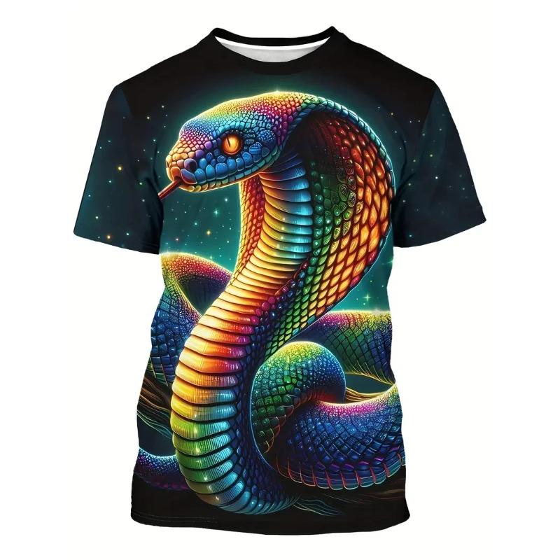 New 3D Printing Snake Graphic T Shirts For Men Summer Short Sleeve Round Neck Casual Tee Tops Mens Hip Hop T-Shirt Streetwear