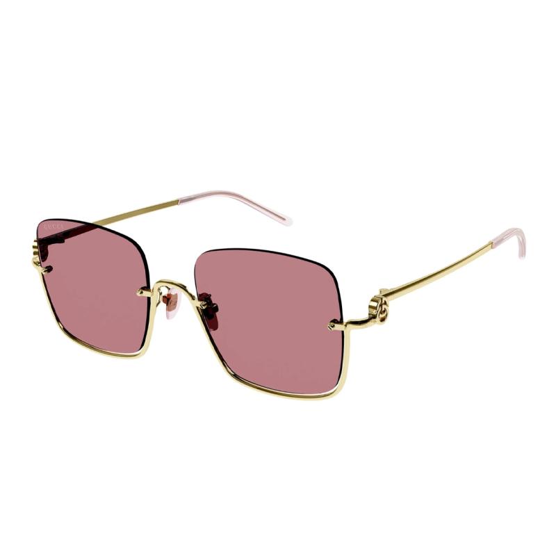 GUCCI Sunglasses Metallic Women's Gold Frame Red Lenses