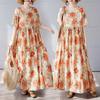 Simple and Fashionable Long Skirt Summer Short Sleeved Round Neck Printed Dress