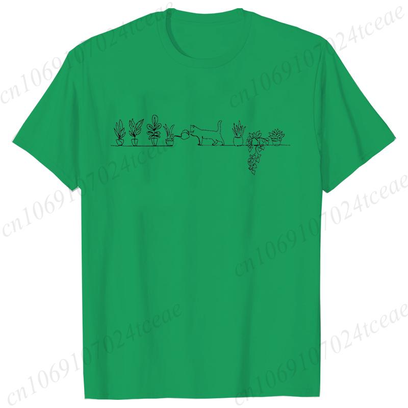 Cat Watering Plants Shirts Plant Lady Gardening T-shirt Succulents and Cat T-shirt Cats and Plants Clothes for Women Tee T Shirt