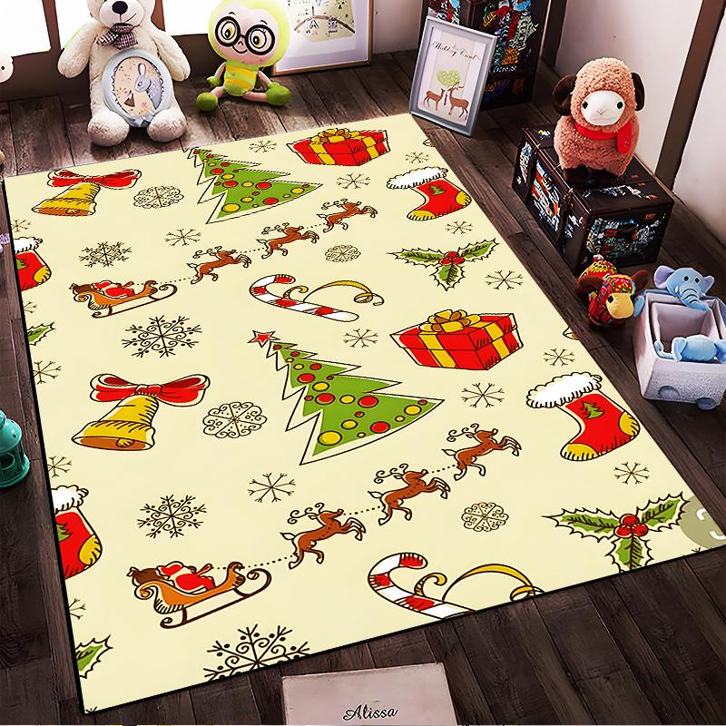 Festive Christmas Pattern Rug - Non-slip rug suitable for living room and bedroom sofas.
