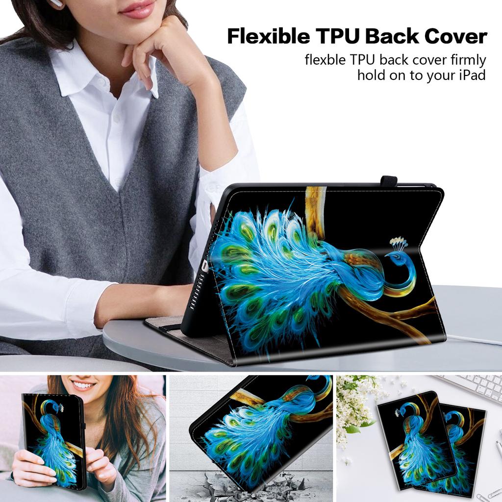 Capa de couro PU para tablet Apple iPad Air (2020)-11 estilos! Durável, com 2 compartimentos para suporte, porta-lápis e compartimentos para cartões, capa traseira de TPU flexível