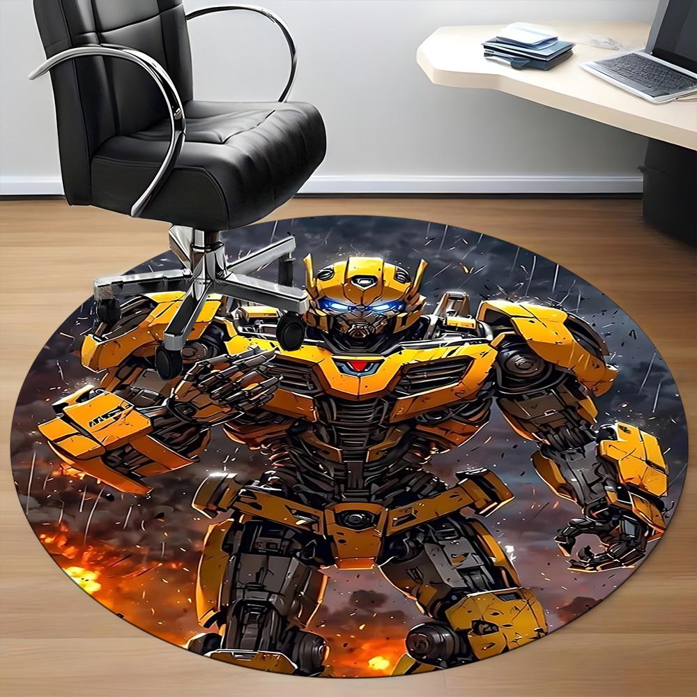 1pc Transformers Bumblebee Office Round Area Rug, Under Office Chairs Bedroom Living Room Home Decor, Room Decoa1016122