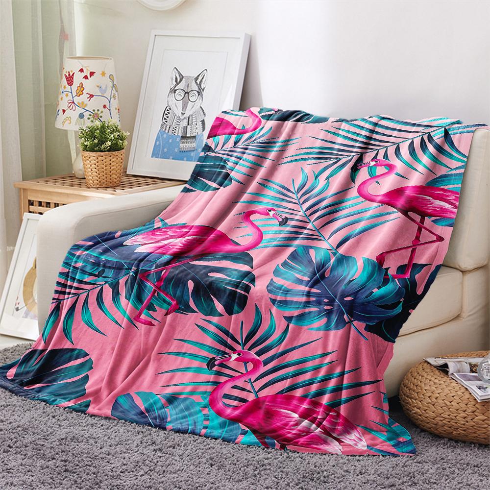 1Pc Flamingo Print Flannel Blanket, High quality Comfortable for All Seasons, Home Decor, Warmth and Comfort, Perfect for Christmas Gifts