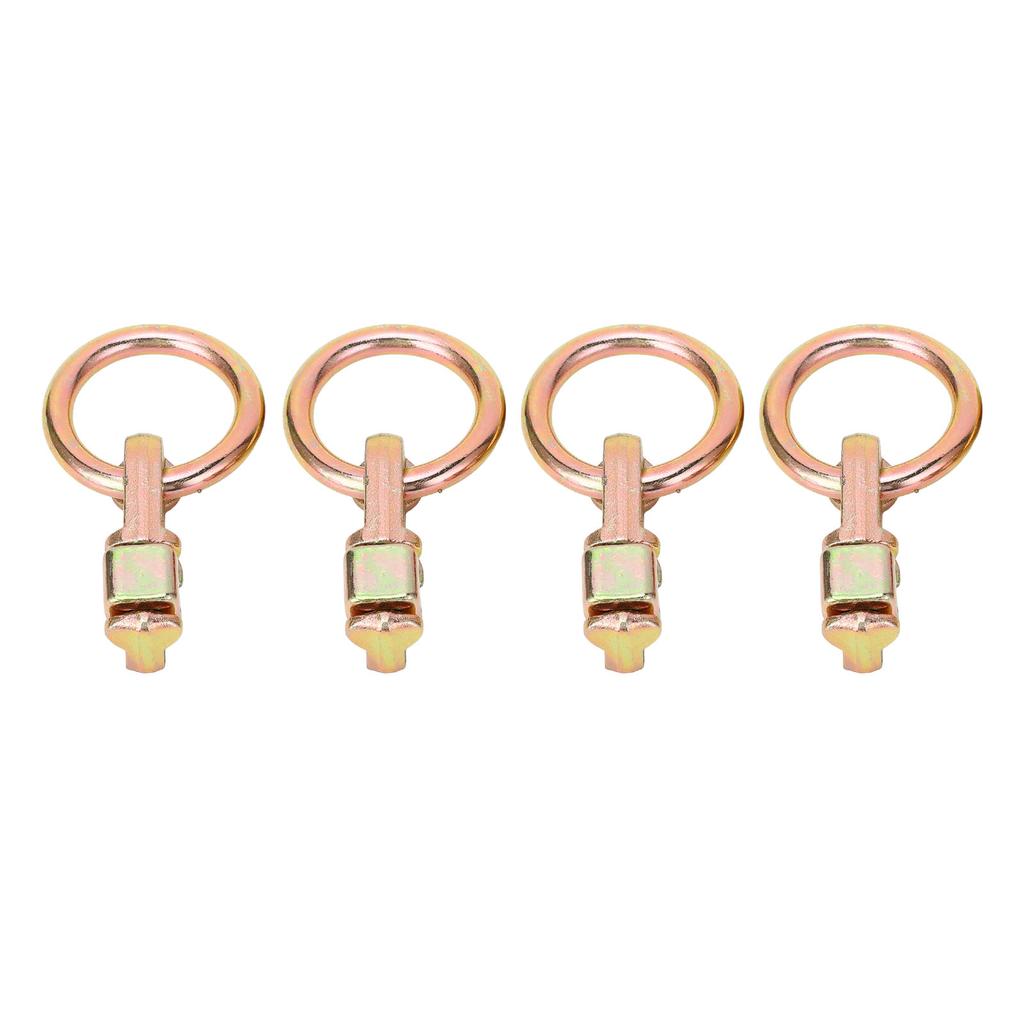 4PCS L Track Double Stud Tie Down Fitting Carbon Steel L Track Fitting with O Ring for Truck Bed