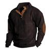 Herren Pullover Outdoor Casual Geknöpft Stehkragen Langarm Pit Strip Cord Sweatshirt Herbst Winter Mode