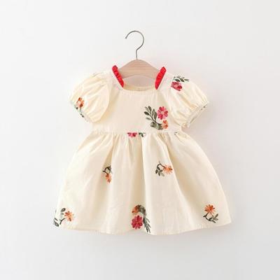 Estate Le nuove ragazze ricamate con maniche a palloncino, gonne da principessa gonne da spiaggia vestito da bambina