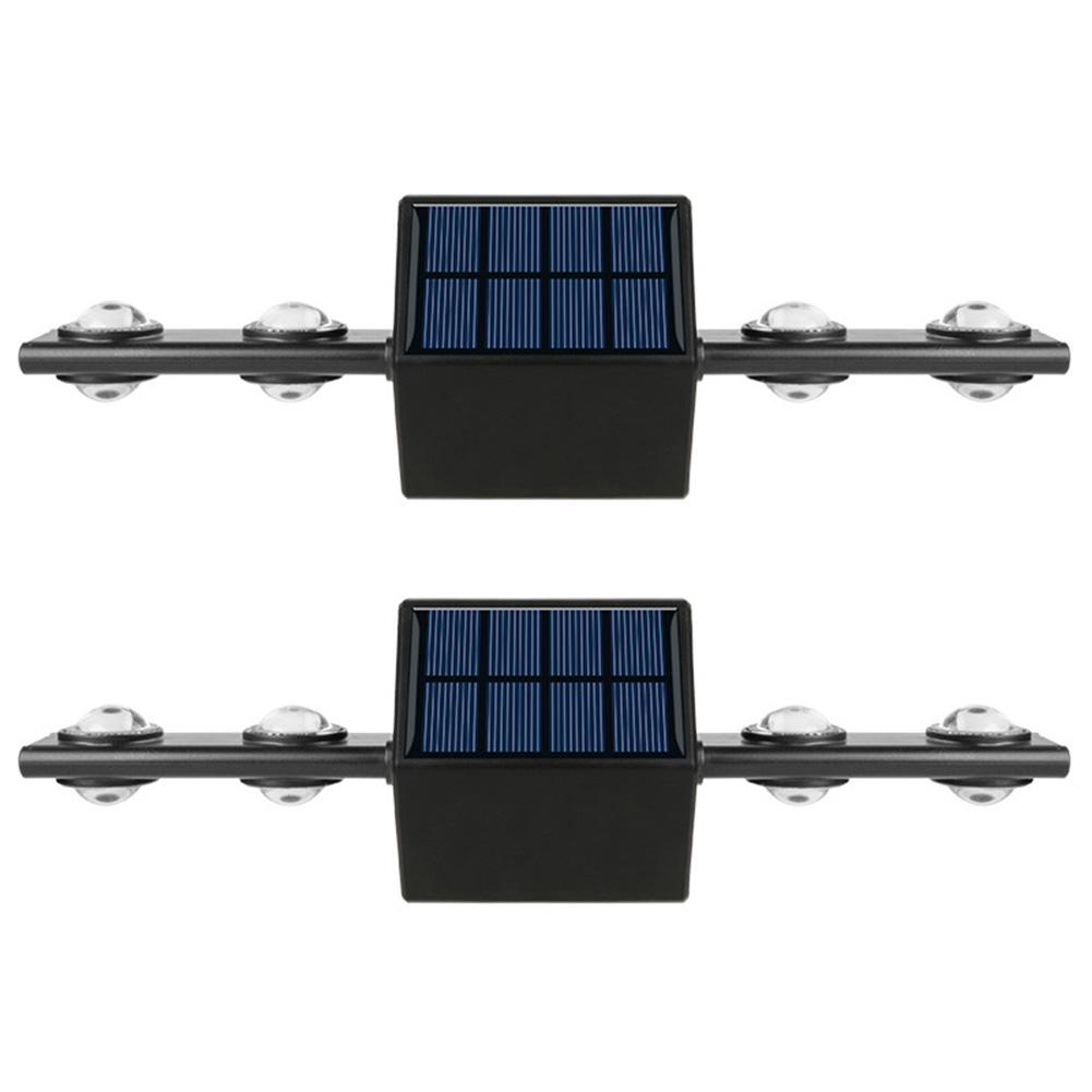

2Pcs Outdoor LED Solar Wall Light Last Up To 8H Decorative Balcony Stair Light 800mAh Patio Spot Light 8 LED for House Deck Step теплим білим кольором