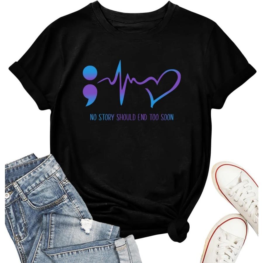 Футболки для женщин по вопросам психического здоровья Футболка Awareness о самоубийствах Футболка для профилактики самоубийств Футболка психолога Топы XXXXXL разноцветный