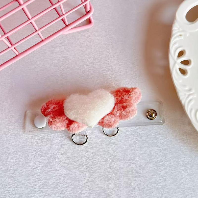 Cute Plush Phone Extension Buckles With Lovely Star Heart Wing Design For Keychain Photocard Holder Decor