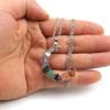 Vintage Handmade Colorful Beaded Gravel Crystal Amethyst Moon Pendant Necklace N551
