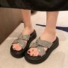 Fashion Glitter Slides Female Shoes Slippers Casual Platform Jelly 2025 Luxury Summer Soft Scandals Crystal Fashion  Shoes Women Glitter