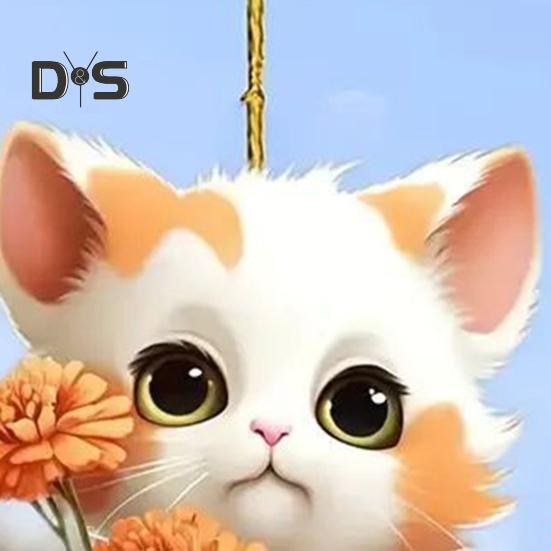 Blumen-/Katzen-Anhänger, Auto-Rückspiegel-Charme, Acryl, Weihnachtsbaum, hängendes Ornament, Cartoon-Kätzchen, Heimfenster, Auto-Innendekoration