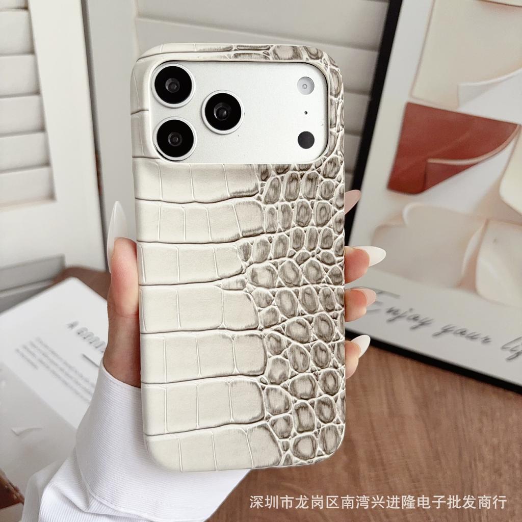 Applicable to iPhone16Pro mobile phone case Huawei P80 gradual change color crocodile pattern anti-drop protective case Mate70 leather case
