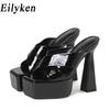 Eilyken Plus Size 35-42 Summer Platform Women Slippers High Heels Ladies Elegant Female Sandals Slides Shoes