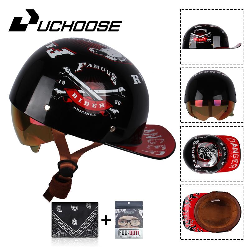 Uchoose Baseballová čepice Helma Motocykl Vintage Retro Helmy Summer Open Face Scooter Cruiser Chopper Gangster DS Muži Ženy Kid
