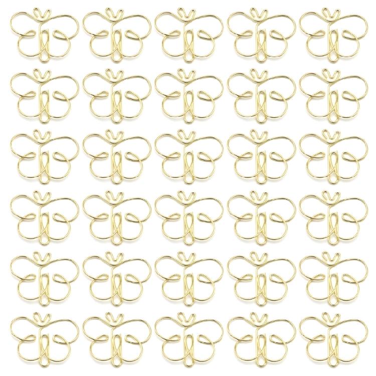 

30Pcs Butterfly Paperclips Colored Metal Paper Clip Metal Bookmarks Clips for Display and Hanging Note Document Postcard золотой