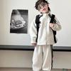 Spring Korean - style Children's Casual Cartoon - embroidered Striped Versatile Trendy Sports Sweatshirt Set