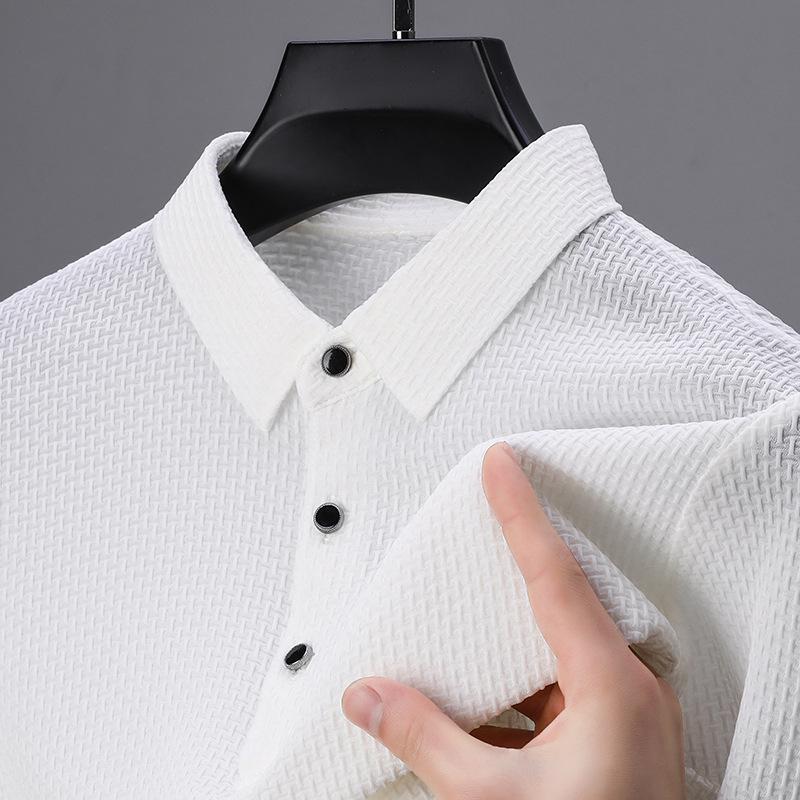 Men's Summer Casual Ice Silk Lapel T-shirt - Breathable, Thin, and Versatile