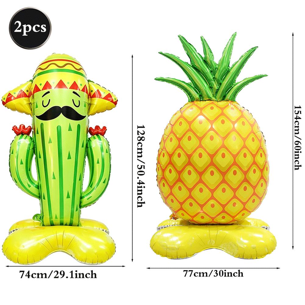 Large Standing Foil Balloons Fruit Vegetable Party Decorations Giant Cactus Carrot Lemon Watermelon Hawaiian Luau Decor Supplies