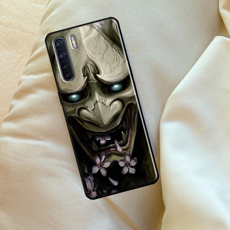 Japanese Oni Hannya Demon Mask Case For Oppo A60 A80 A40 A15 A16 A17 A57 A94 A74 A54 A76 A96 A18 A38 A58 A78 A98 A6 A5 Pro