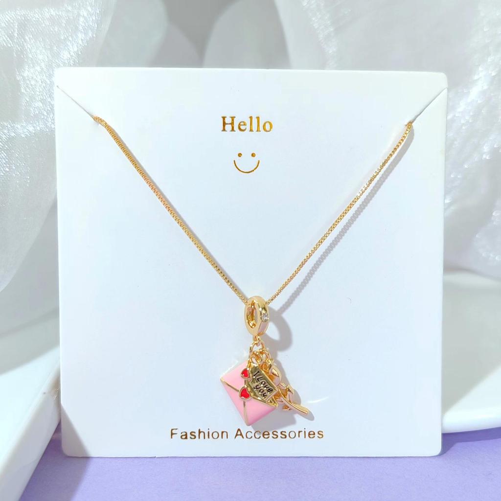 18k vergoldete Zirkonium- und Titanstahl-Anhänger-Halskette - Damen Qixi Valentinstag Geschenk