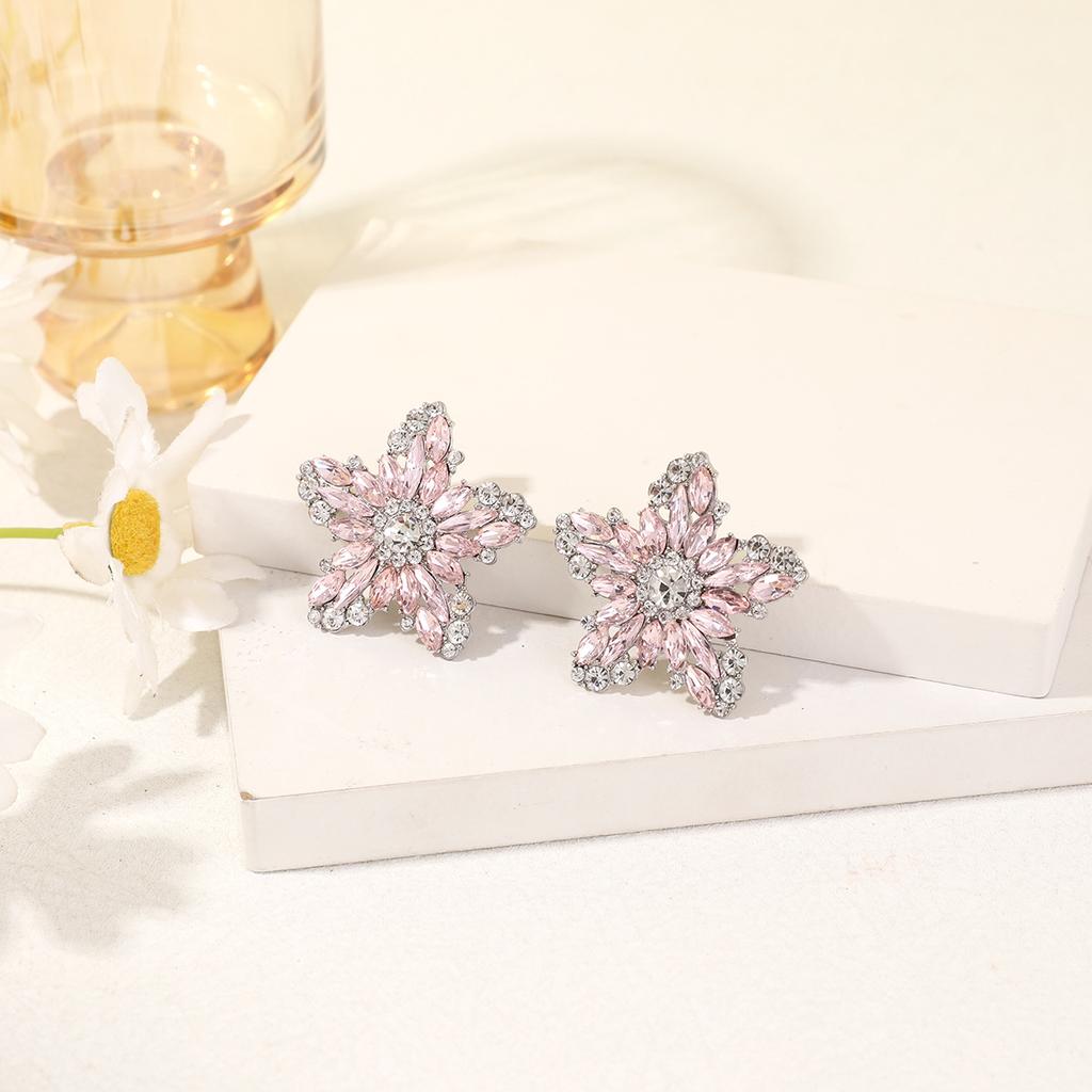 Christmas Star Stud Earrings Minimalist Colorful CZ Hoops Elegant Jewelry For Women