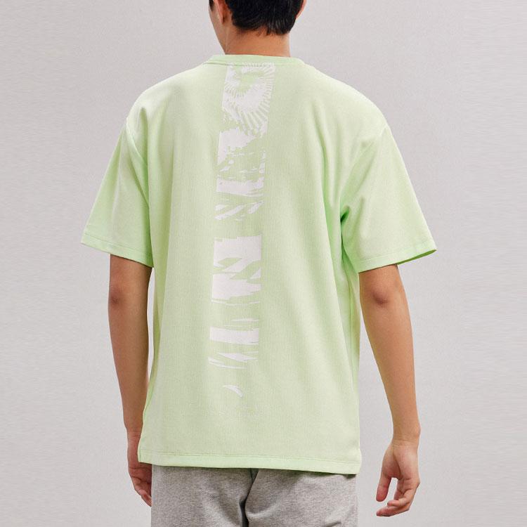 Anta Basketball Series Abstract Print Round Neck Casual Sports Short Sleeve T-Shirt Men Tops Teal-Green 152231131-3