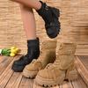 Fashion Platform Shoes Women's Gladiator Boot Chunky Heels Leather Punk Buckle Motorcycle Boots Goth Shoes for Women Botas Mujer