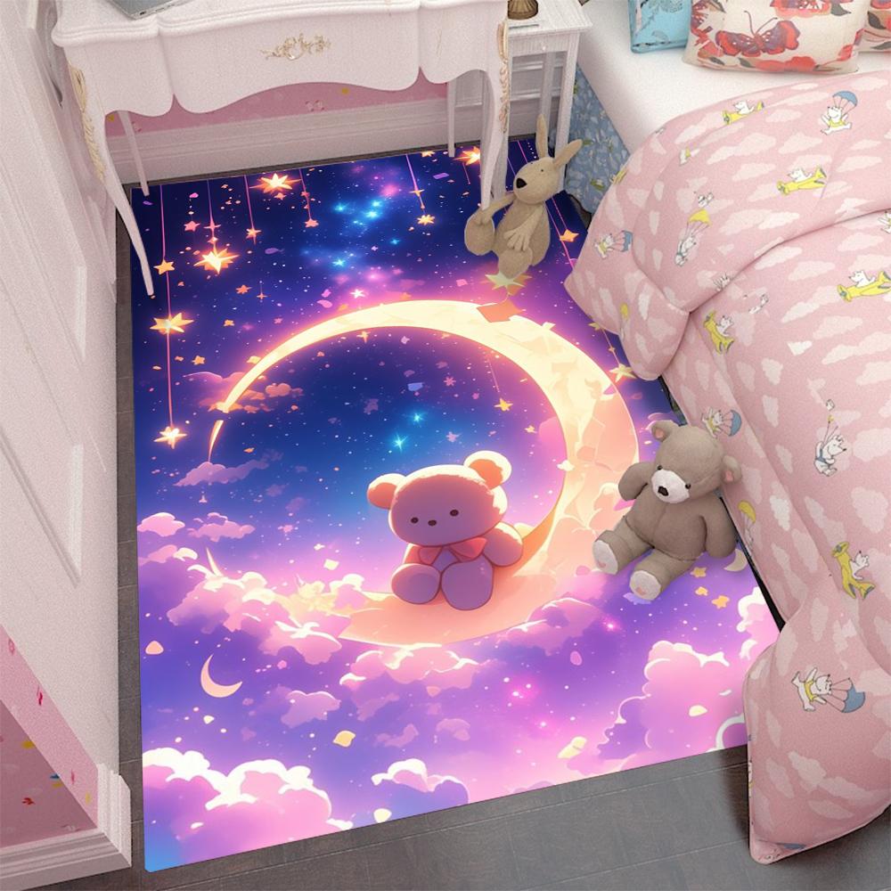 Cartoon Squirrel Starry Sky Moon Rugs Children Bedroom Room Carpet Carpets for Bed Room Washroom Floor Mat Decoration Maison