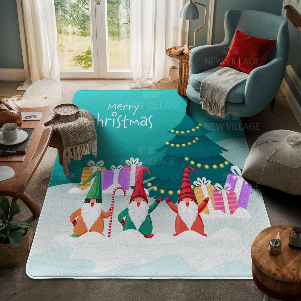 House Entrance Carpet Home Door Mat Living Room Bath Foot Bathroom Non-slip Water Absorption Rugs Bath Merry Christmas Winter
