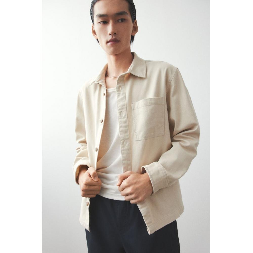 H M Regular Fit Cotton Twill oversHirt Beige
