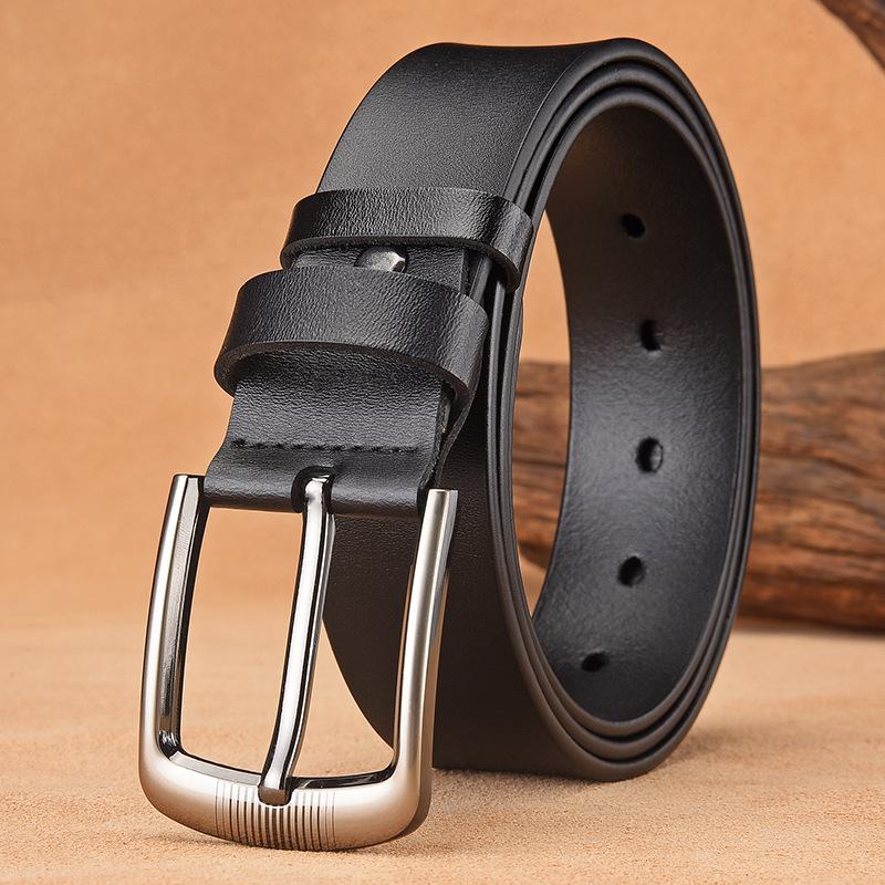 Men'S Pin Buckle Leather Belt, Retro Casual Men'S Cowhide Belt, Men'S Trouser Belt