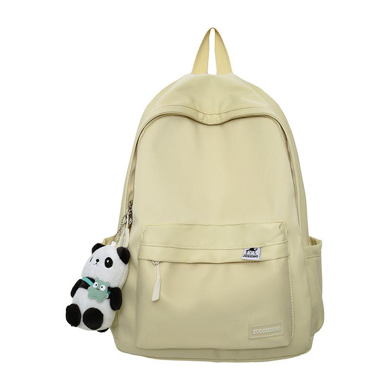 

New casual schoolbag solid color school large capacity girl primary school junior high school high school student nylon backpack Single bag жёлтый