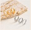 3 Pcs Gold Plated Hoop Set Earrings Zirconia Huggies Chunky Oval Stackable Women Hypoallergenic Helix Multiple Piercings