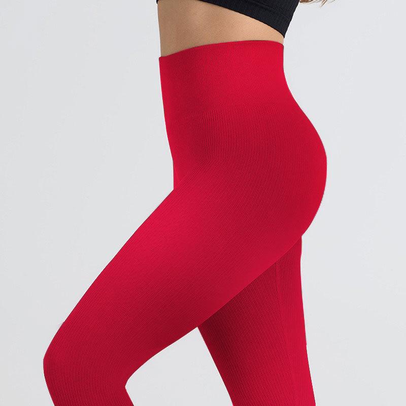 Seamless Ribbed Plus Size Yoga Pants for Women - Butt-Lifting, No Lines, Long European & American Style.