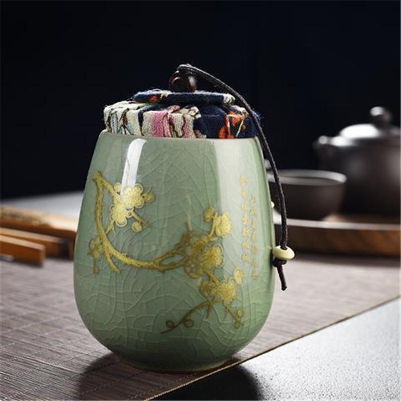 Ge Kiln Celadon-Teedose im chinesischen Stil, versiegelter Keramik-Vorratsbehälter, dekoratives Porzellangefäß für Zuhause, feuchtigkeitsbeständige Teedose