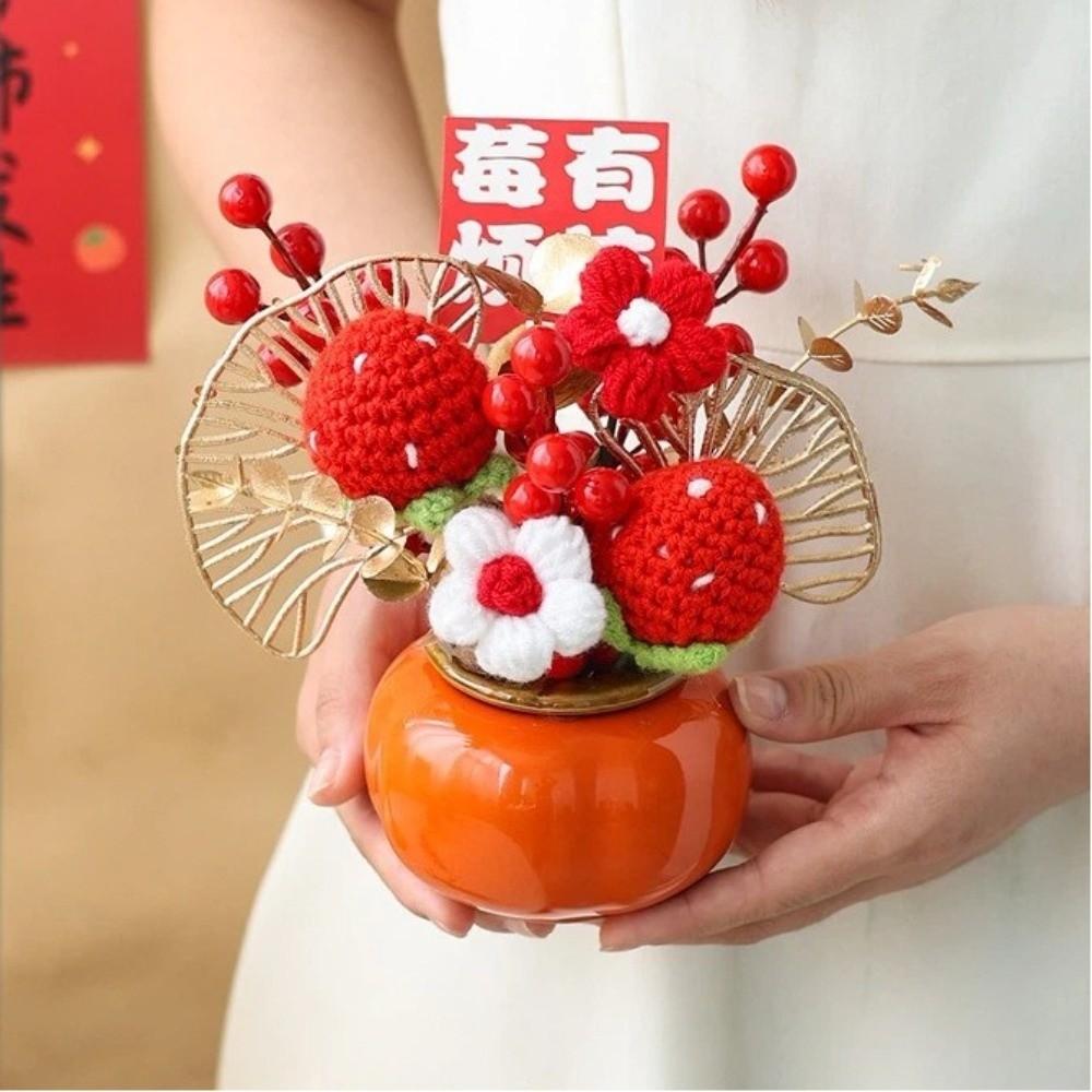 Gestrickte Blume Künstliche Topfpflanzen Chinesische Neujahrsdekoration Mondneujahrsgeschenk Feng Shui Bonsai Hochzeitsdekoration